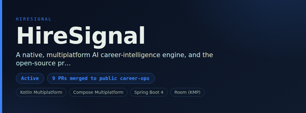 HireSignal — active, 4 PRs merged upstream
