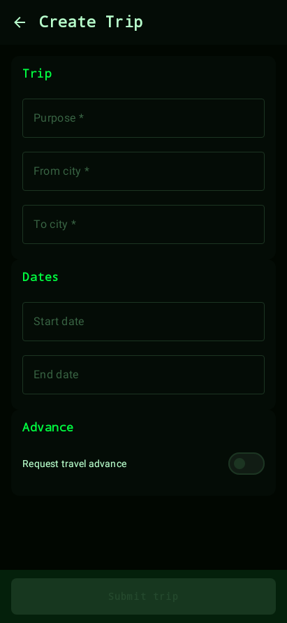 Create trip request
