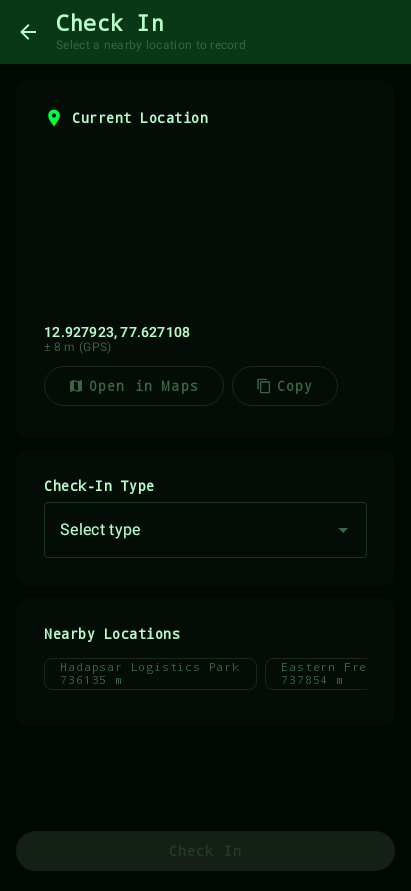 Geo check-in with map overlay