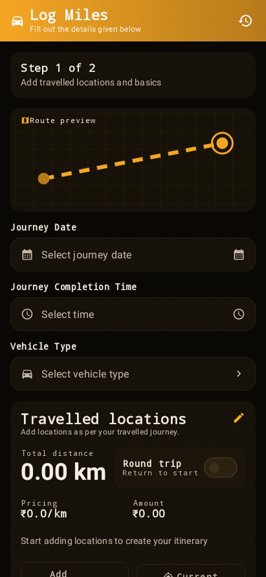 Log & expense — live flow