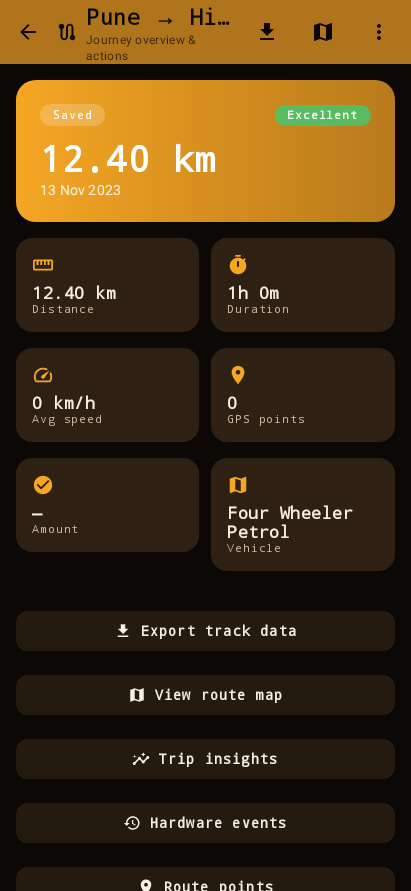 Track detail — route stats