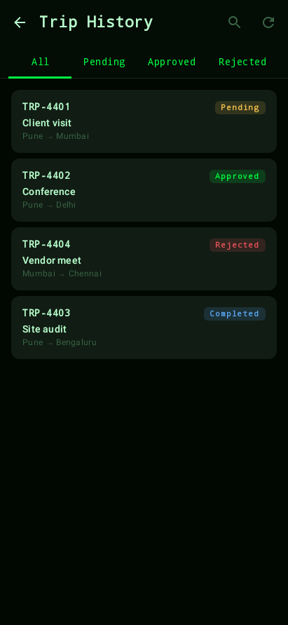 Trip history