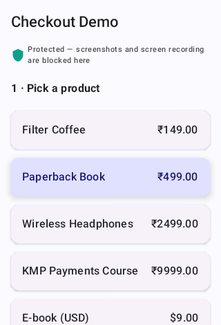 Checkout — paying