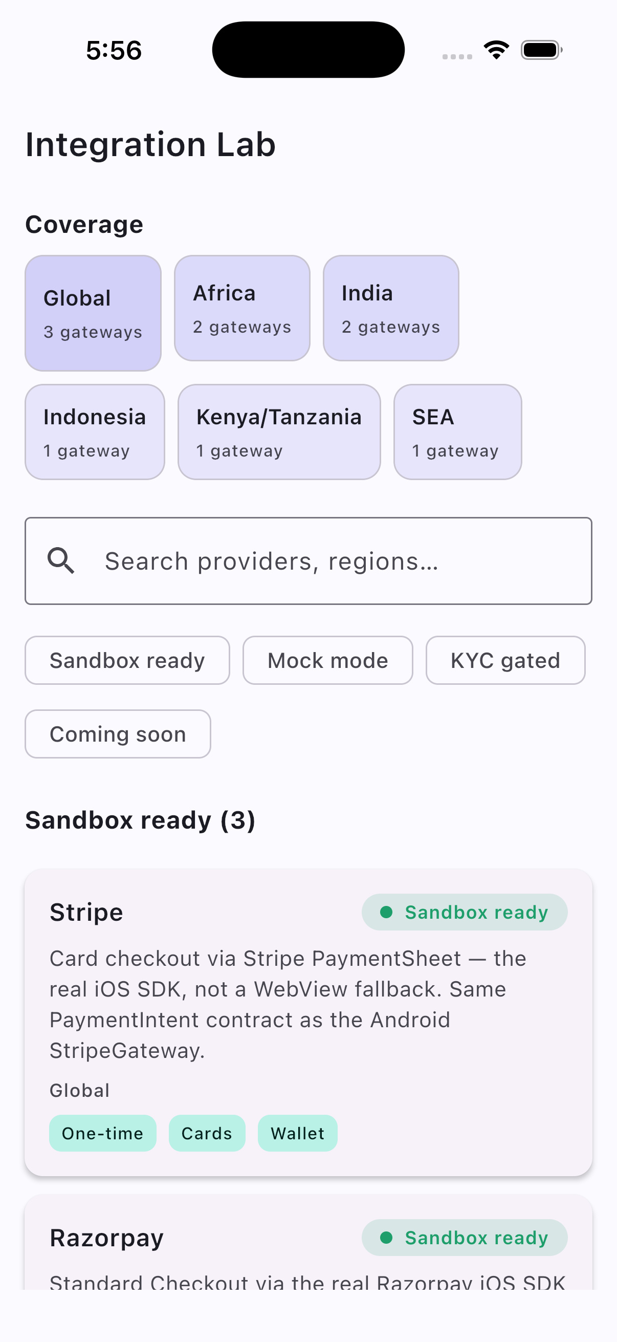 iOS — all native-SDK gateways